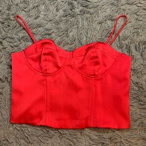 Jason Wu red satin corset top sz L
